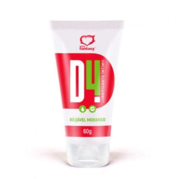 D4 LUBRIFICANTE MORANGO BEIJÁVEL SABOR E AROMA 60G SEXY FANTASY